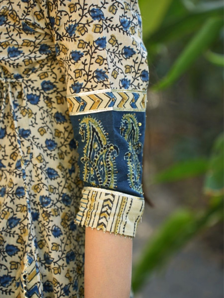 Umrao Cream Angrakha Cotton Kurta