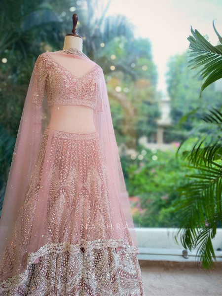 Sakura Pink Embroidered Lehenga Set