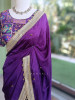 Rati Purple Saree with Gota Patti Border &amp; Multicolor Embroidered Readymade Blouse