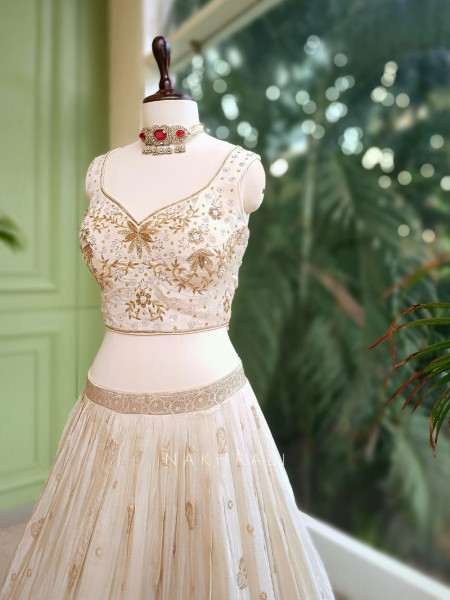 Ivory White Lehenga with Zardozi Embroidery Work