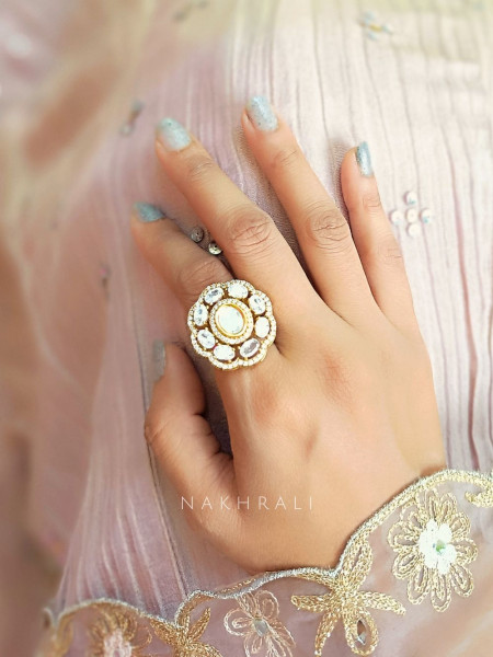 Radiant Crystal Floral Adjustable Ring