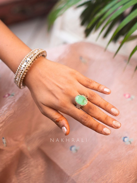 Ethereal Green Gemstone Adjustable Ring