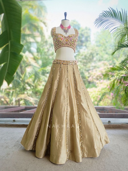 Sorelle Sand Brown Lehenga Set with Sequin and Beads Work