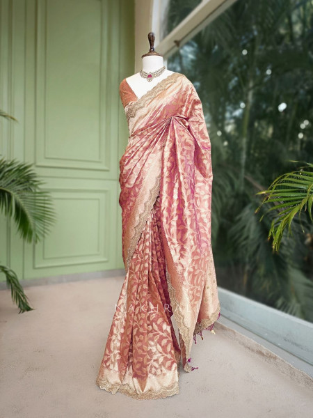 Samaira Wine Zari Leaf Weave Saree