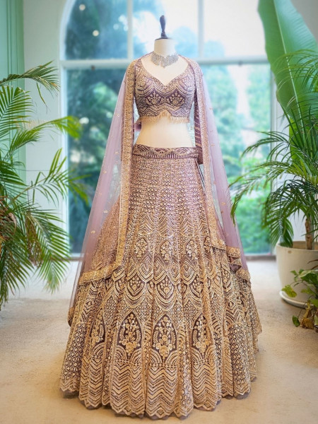 Amara Purple Embroidered  Lehenga with Sequin Work
