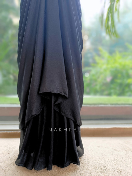 Noirielle Black Indo-Western Crop Top & Skirt Set