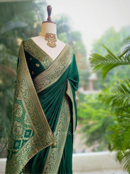 Raga Green Silk Saree with Brocade Motifs