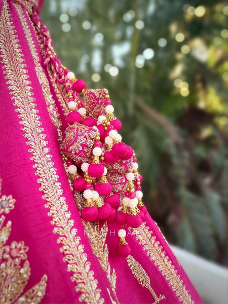 Ritvika Magenta Silk Bridal Lehenga with Zari Sequin Work