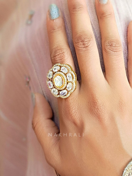 Radiant Crystal Floral Adjustable Ring