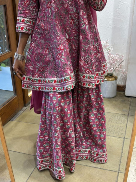 Rudra-Bagh Purple Premium Cotton Sharara Suit