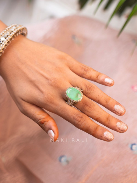 Ethereal Green Gemstone Adjustable Ring