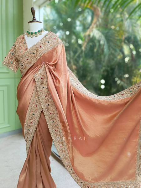 Bloomcrest Gajari Embellished Saree with Readymade Blouse