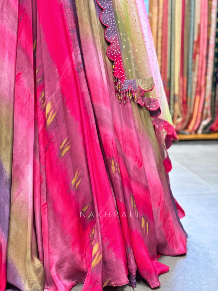 Cascade Multicolor Corset Indo Western Lehenga with Sequin Work