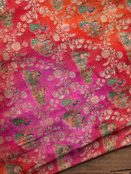 Rangraas Orange Pure Gajji Silk Saree with Running Blouse Piece