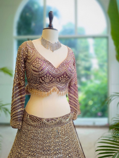 Amara Purple Embroidered  Lehenga with Sequin Work