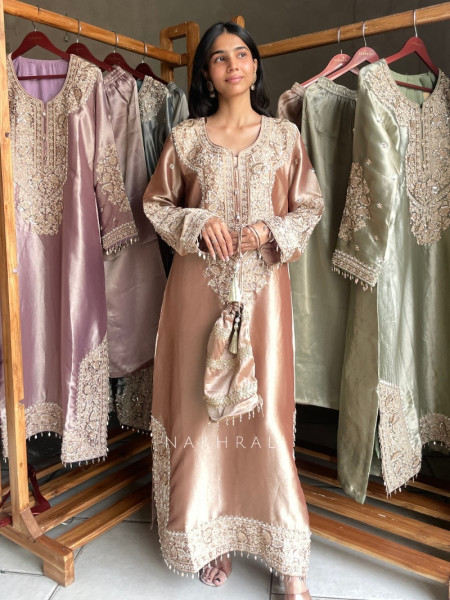 Frost Beige Zardozi Droplet Long Dress