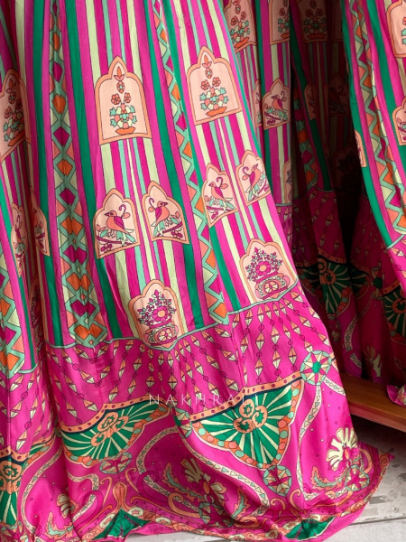 Juliette Magenta Jumpsuit With Jharokha Print