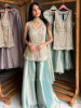 Claystone Sky Blue Tissue Silk Indo-Western Palazzo Set