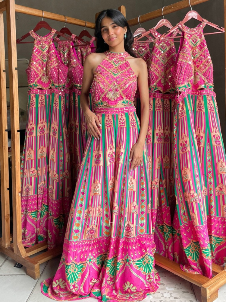 Image of Juliette Magenta Jumpsuit With Jharokha Print