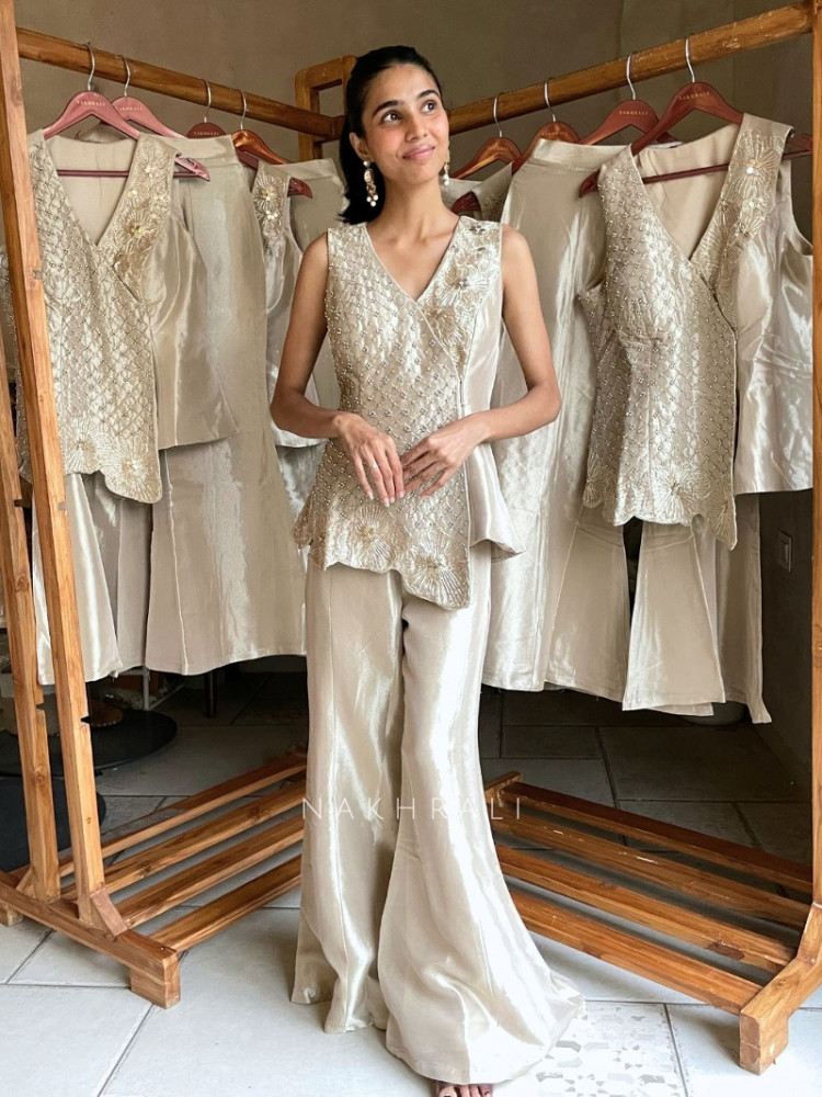 Image of Glaze-Angrakha Pearl-Embellished Tunic Set