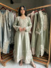 Frost Pista Green Zardozi Droplet Long Dress