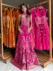 Tangerine Magenta Banarasi Brocade Sharara Set with Cowrie Shell Blouse