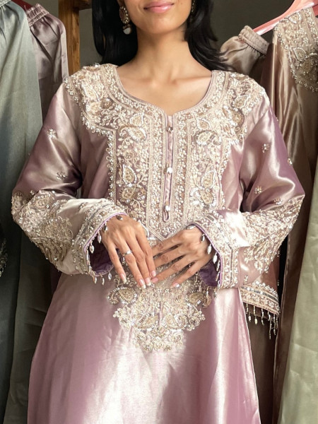 Frost Purple Zardozi Droplet Long Dress