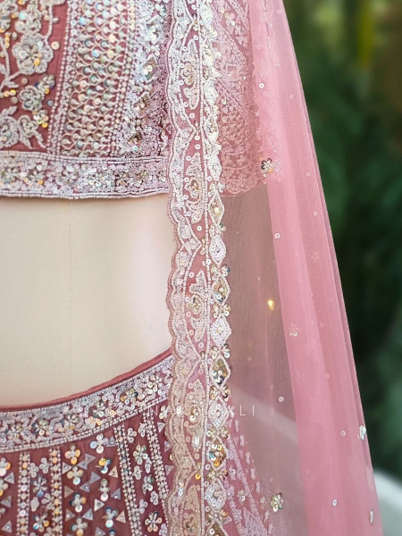 Sakura Pink Embroidered Lehenga Set