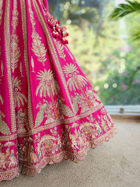 Ritvika Magenta Silk Bridal Lehenga with Zari Sequin Work