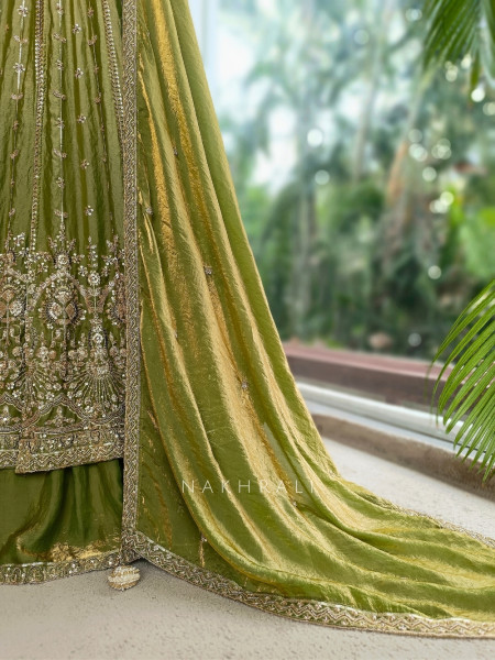 Kanchanrekha Green Achkan Lehenga With Detailed Embroidery
