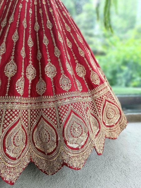 Shahi Dori Maroon aw Silk & Sheer Net Bridal Lehenga