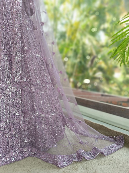Lavika Purple Net Lehenga Set with Detailed Sequin Work