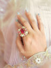 Radiant Bloom Red Ring with Pink &amp; Red Stones