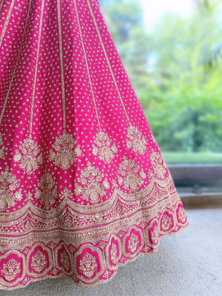 Ritambari Rani Pink Raw Silk Bridal Lehenga