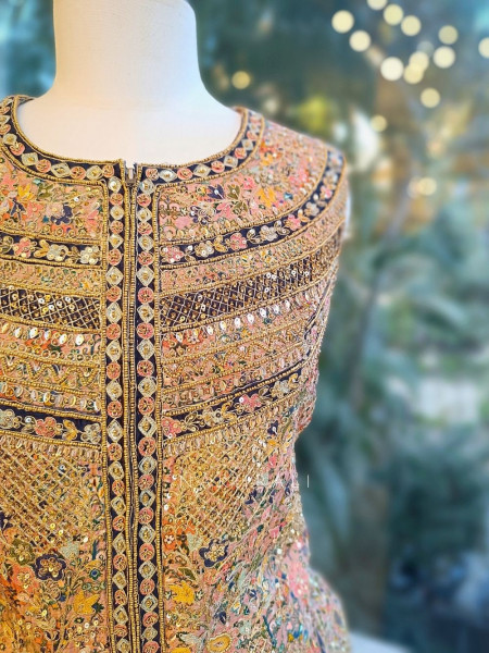 Roselle Pink Indo-Western Palazzo Set with Embroidered Jacket Top