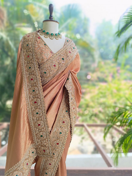 Bloomcrest Gajari Embellished Saree with Readymade Blouse