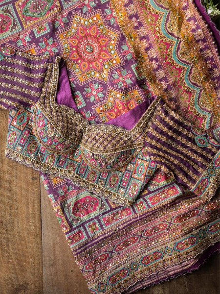 Aarvani Purple Saree with Sequin and Bead Work