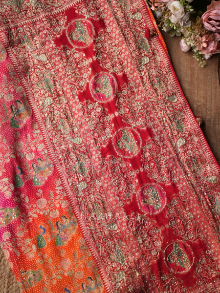 Rangraas Orange Pure Gajji Silk Saree with Running Blouse Piece