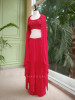 Myra Red Crop Top Skirt with Cape