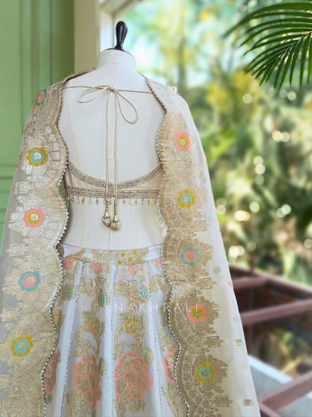 Kashira Golden Lehenga Set with Sequin Cut Dana Work