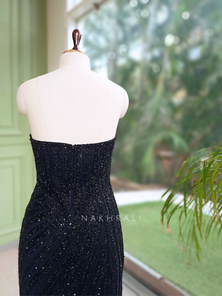 Fuchsia Flame Black Soft Net Gown