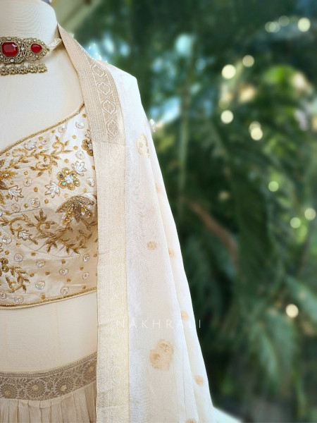 Ivory White Lehenga with Zardozi Embroidery Work