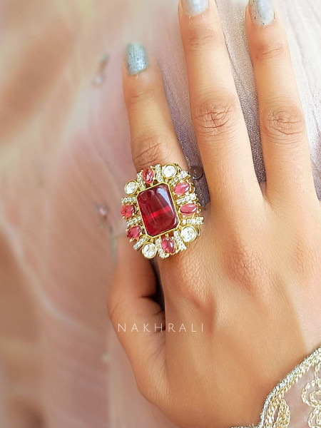 Radiant Bloom Red Ring with Pink & Red Stones