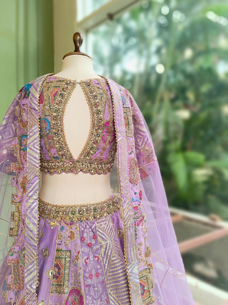 Imperial Glow Purple Lehenga with Sequin, Zari, Mirror and Gota Patti Work
