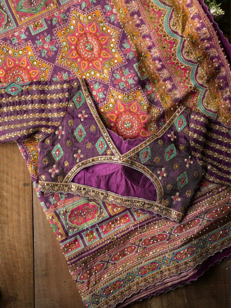Aarvani Purple Saree with Sequin and Bead Work