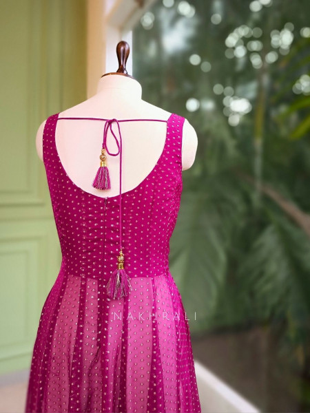 Noorani Wine Embroidered Anarkali Suit Set with Palazzo