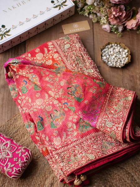 Rangraas Orange Pure Gajji Silk Saree with Running Blouse Piece