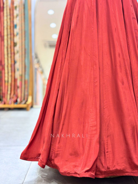 Camille Maroon Corset Lehenga Set with Cut Dana and Sequin Work