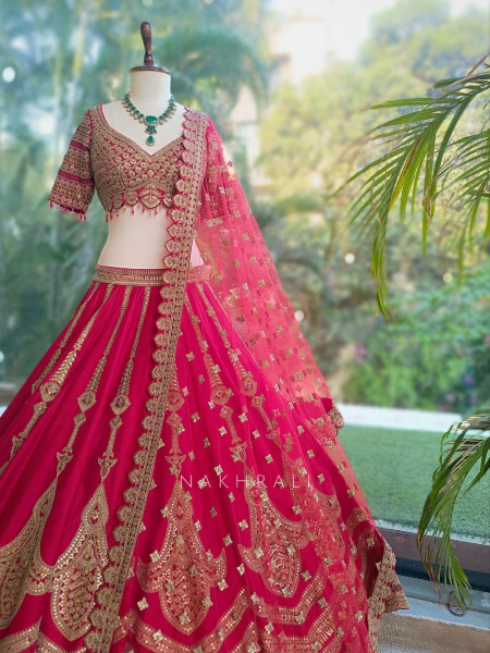 Samraddhi Crimson Red Bridal Lehenga Set
