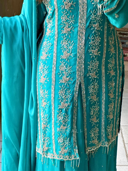 Aashvi Rama Palazzo Suit Set with Intricate Embroidery